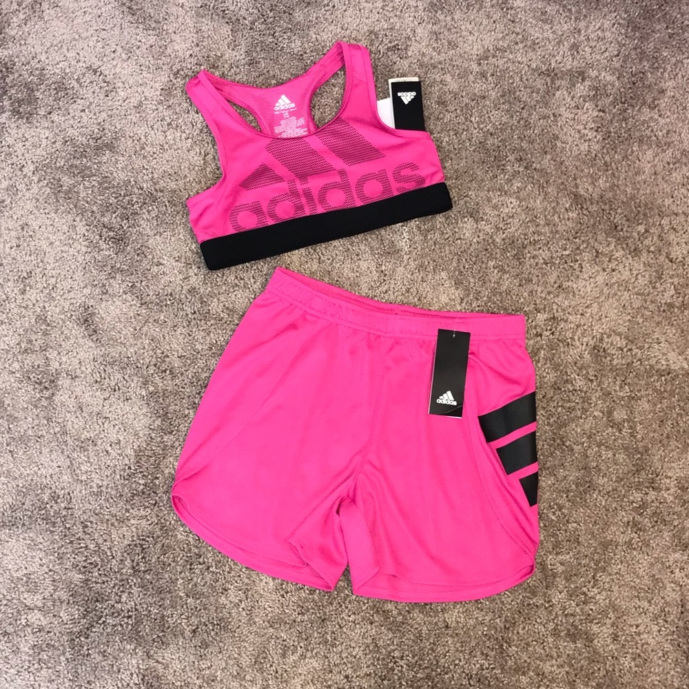 NWT Adidas Sports Bra and Shorts. - Picture 1 of 5